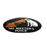 Enamel sign: an oval enamel His Master's Voice sign – 18¾ x 26 in.