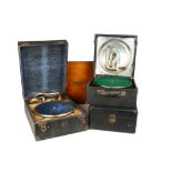 Portable gramophones: A Decca Model 1 gramophone, circa 1920 (lacking soundbox); an HMV 102, early