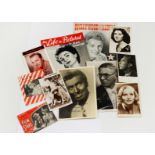 Various Ephemera, film actors and actresses promo cards, some signed, some magazines, Royal Family