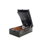 Portable gramophone: an HMV Model 101N, No. 1010096431, with No. 4 soundbox, 270 motor and