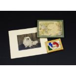 Ivor Novello, three personal items given by Ivor to Dorothy, a small framed needle work