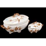 A late 19th century part dinner service by Royal Worcester, with bamboo decoration, comprising
