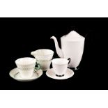 A Royal Albert Art Deco black and white coffee set, comprising six cups and saucers, coffee pot,