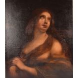 A late 18th century/early 19th century oil on canvas, depicting Maria Magdalena in the cave,