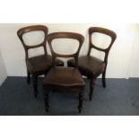 A set of Six Victorian or later balloon back dining chairs, probably mahogany, having turned front