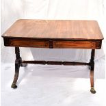 An Edwardian mahogany sofa table, with two frieze drawers, top stained, AF