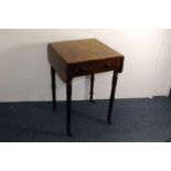 A William IV period mahogany ocassional table, the square top having drop flaps, drawer to front and