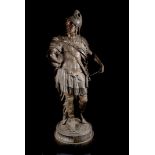 A pair of large vintage spelter Roman figures, one of Alexander the Great and one of Hannibal, on