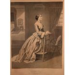 A 19th century burr walnut framed print, titled Morning Prayer total size 88cm by 72cm