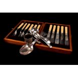 A Collection of silver plated flatware, inc cased fish service, cased cake knifes and silver