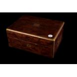 A Second Empire period brass bound plum pudding mahogany fitted vanity case, by Henry Audot of