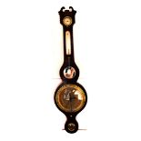 A Mahogany banjo barometer, by John Leone Aylesbury, with boxwood stringing, missing glass to top