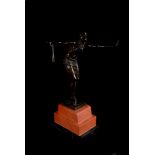 After Demetre Chiparus, a modern bronze casting of an Art Deco flapper dancer in Egypotian dress c.