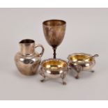 A pair of George V silver trench salts from Charles Stuart Harris, together with a pair of salt