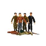 1970s Military Themed Palitoy Action Men, four figures, one with eagle eyes, together with No.