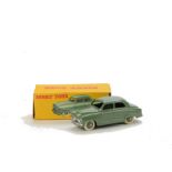 A French Dinky 24u Simca 9 Aronde, first type grille, olive green body and hubs, in original box,