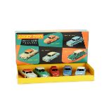 A French Dinky 24-58 Touring Car Gift Set, comprising 24d Plymouth Belvedere, grey body, red roof,