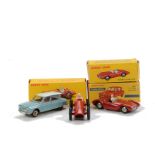 French Dinky 511 Ferrari Racing Car, 22a Maserati Sports 2000, 557 Citroën Ami 6, light blue body,