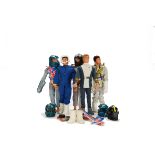 1980s Space-themed Palitoy Action Men, five figures, all with eagle eyes, together with No.34284