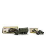 A French Dinky 824 Berliet Gazelle Army Truck, with glazing, concave hubs, 676 Daimler Armoured Car,