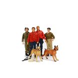 1970s Military themed Palitoy Action Men, four figures, two with eagle eyes, together with No.