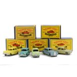 1950s Matchbox Lesney 1-75 Series Cars, 36a Austin A50, 30a Ford Prefect, 57a Wolseley 1500, 45a