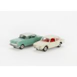 Tekno, 720 Opel Rekord, sage green body, white roof, white wheels, steel hubs, 837 Saab 99, white