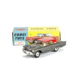 A Corgi Toys 214S Ford Thunderbird, black body, red hardtop, lemon interior, spun hubs, in
