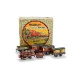 A Hornby No 0 LMS Passenger Train Set, comprising LMS No 0 maroon 0-4-0 Locomotive and Tender No