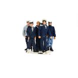 Naval themed Palitoy Action Men, five figures, one with eagle eyes, including 1960s No.94132220