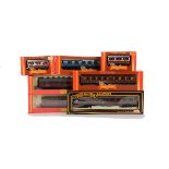 Hornby 00 Gauge Coaching stock, including R4095 LMS Dining Car, R4100B WR Autocoach, R422 (2) and