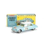 A Corgi Toys 323 Citroën DS 19 Monte-Carlo Trim, pale blue body, white roof, RN75, Rally Monte-Carlo