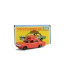 Matchbox Lesney 1-75 Series MB-56b Fiat 1500, red body, brown luggage, BPW, in type F box, E, box