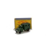 Matchbox Lesney 1-75 Series MB-68a Army Wireless Truck, olive green body, silver trim, BPW, in