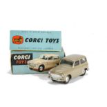 A Corgi Toys 206 Hillman Husky, fawn body, smooth hubs, in original box with club leaflet, E, box
