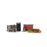 Hornby 0 Gauge Station Accessories, comprising a Watchman’s Hut set with box, poker is repro and