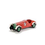 A Modern Märklin 1103 Tinplate Racing Car, in red with white wheel arches and green exhaust, with