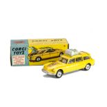 A Corgi Toys 436 Citroën Safari ID19, yellow body, driver and passenger, spun hubs, roof luggage, in