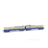 A Kleinbahn H0 Gauge 3-rail Swiss 2-car EMU set, unboxed, for AC operation and in BLS blue/cream