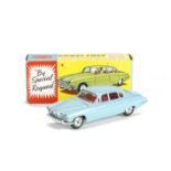 A Corgi Toys 238 Jaguar Mark X, pale blue body, red interior, spun hubs, two pieces of luggage, in