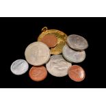 A collection of George III and later coinage, including a George IV silver shilling, George III