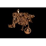 Three 9ct gold chains, one with St. Christopher pendant 20g (3)