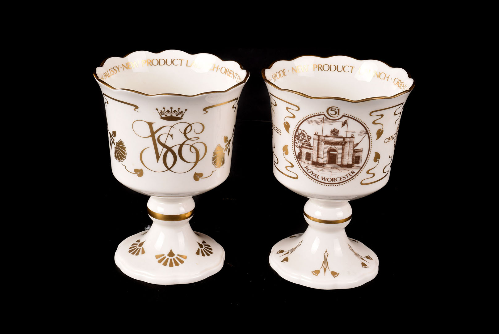 Royal Worcester Limited Edition ceramics, including pin tray, lidded pot, three cups and saucers