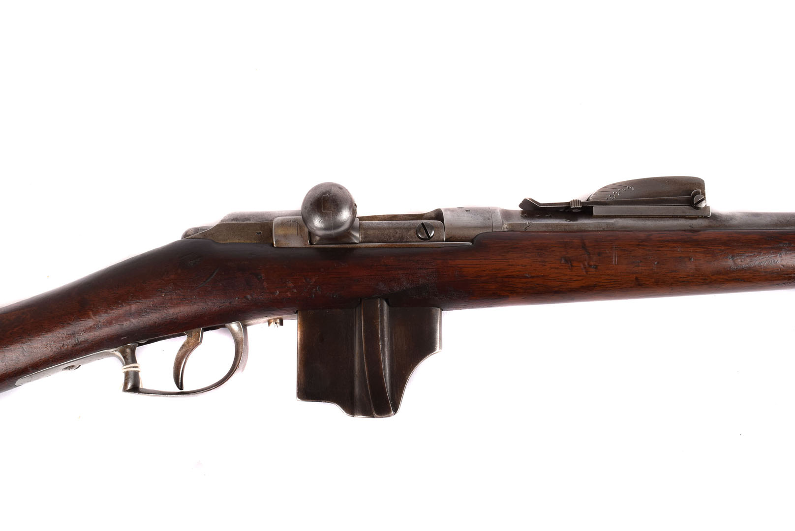 A late 19th century Dutch Beaumont bolt action rifle, c.1891, dated and stamped 421 to butt, with