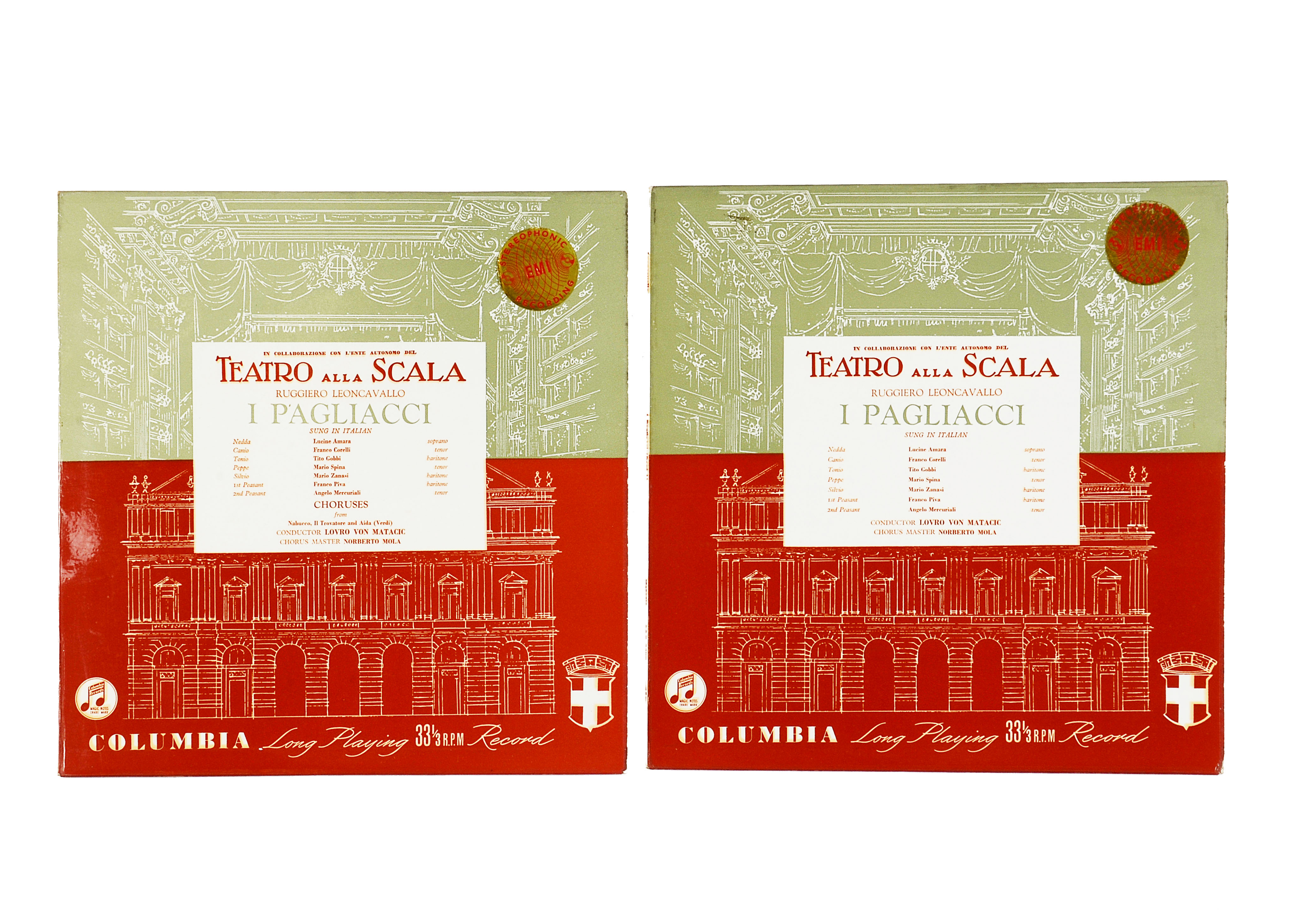 Opera, SAX 2399-400 - Teatro Alla Scala - I Pagliacci, First Press Columbia Stereo two album set, in