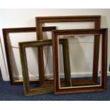 A group of seven antique and vintage picture frames, in various sizes, including a gilt example, a