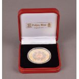 A Pobjoy Mint Tri-Gold Commemorative crown, celebrating the Golden Jubilee in 2002, with box and