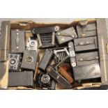 A Quantity of Various Cameras, including box and folding examples, and an Agfa Rondinax 35U tank (