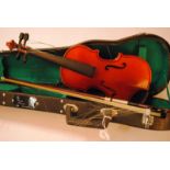 Violin, small 8.5" Stentor Student needs some attention to string attachments plus bow and hard
