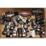 A Selection of Various Cameras & Bodies, including Pentax SP1000, Fujica ST605, Canon T70 and